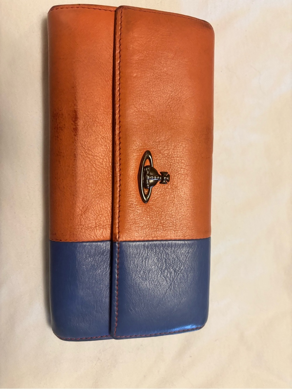 Vivienne Westwood Black Leather Wallet with Orange Interior